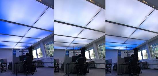 Iluminao da LED: Cu virtual  criado com ladrilhos de luz