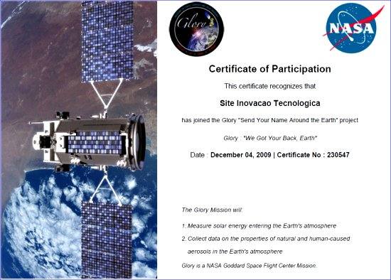 Site brasileiro vai ao espaço em satélite da NASA