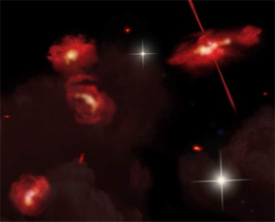 Astrônomos descobrem galáxias totalmente vermelhas