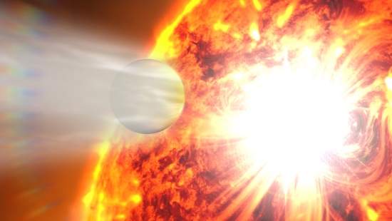 Hubble capta estrela arrancando atmosfera de exoplaneta