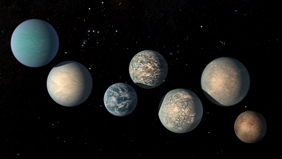 Estrela tem sete planetas rochosos com muita gua