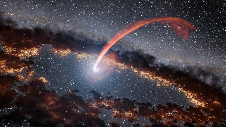 Astrnomos mostram como  um buraco negro engolindo uma estrela