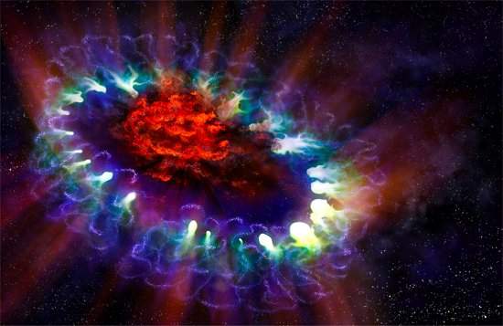 Supernova pode ser fonte de poeira que empalidece galxias