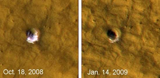 Impacto de meteoritos revela gua congelada em Marte