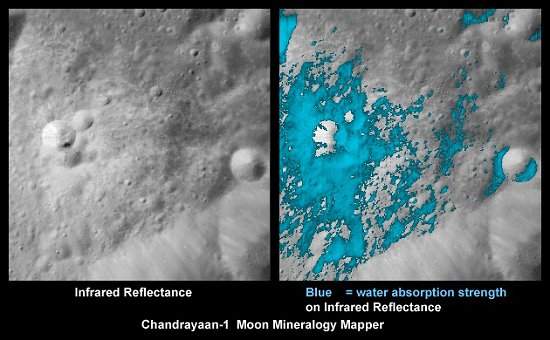 Sonda espacial indiana encontra água na Lua