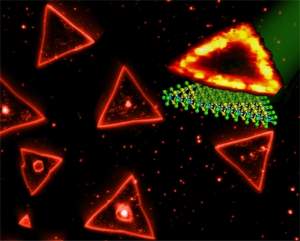 Triângulos emissores de luz iluminam nano-óptica