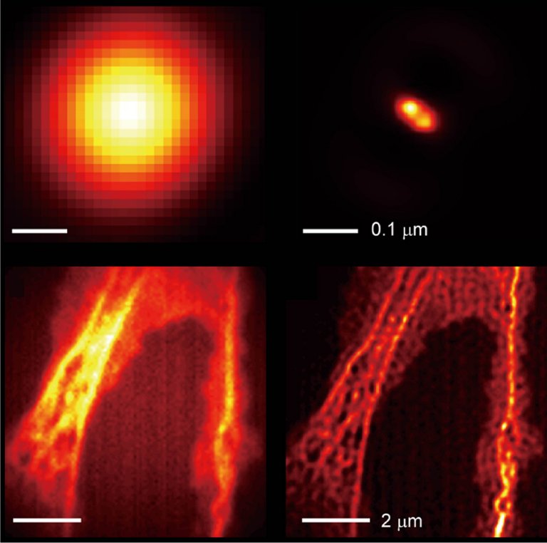 Material que encolhe a luz d super-resoluo a microscpios comuns