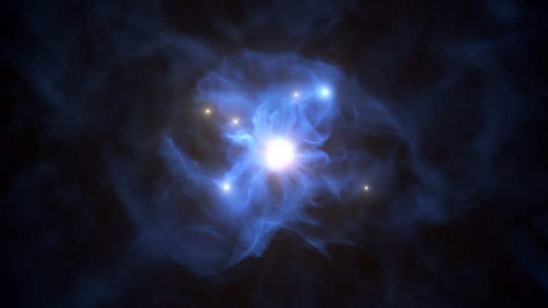 Astrnomos descobrem galxias presas na teia de um buraco negro