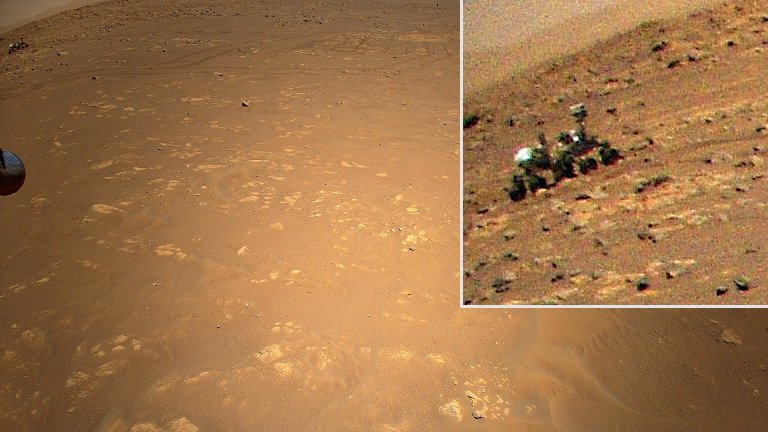 Helicóptero Ingenuity faz primeira foto de um robô em Marte