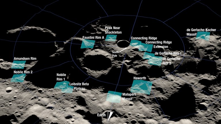 NASA seleciona regies de pouso na Lua para misso Artemis