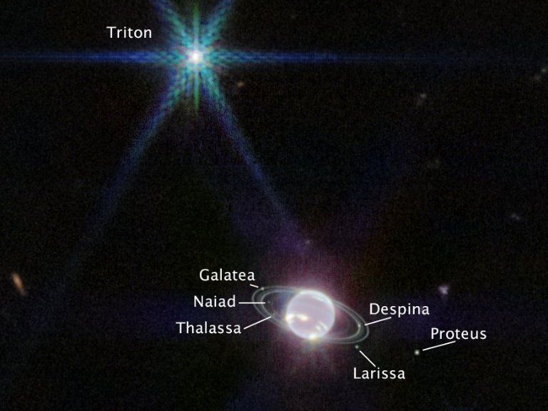 Anis de Netuno vistos pelo telescpio Webb