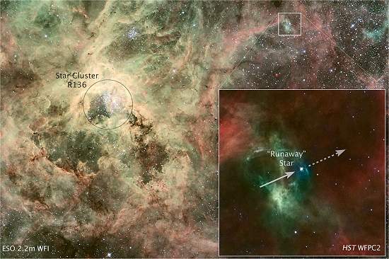 Hubble flagra estrela fugindo de casa a 400 mil km/h