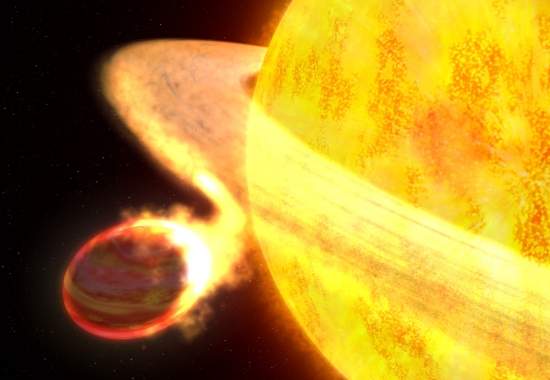 Planeta mais quente já descoberto está sendo engolido por estrela