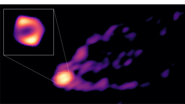 Imagem mostra pela primeira vez buraco negro expelindo jato de matria