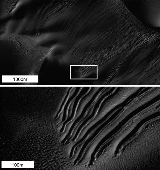Sulcos em Marte podem ser feitas por gelos deslizantes